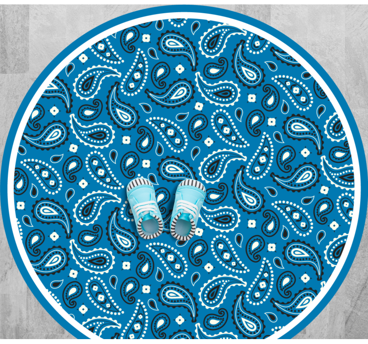 Blue printed Paisley ethnic vinyl rug - TenStickers
