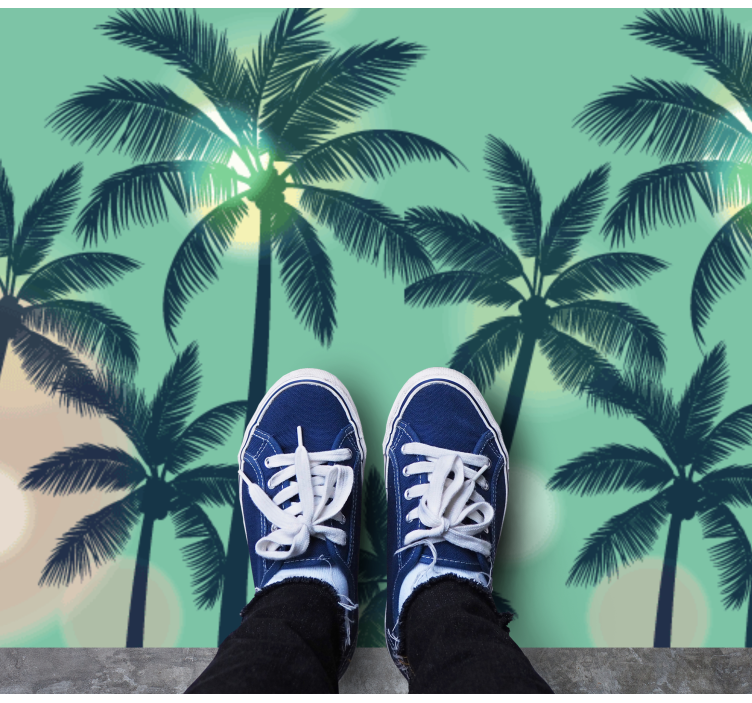 Palm Tree Vibes nature vinyl rug - TenStickers