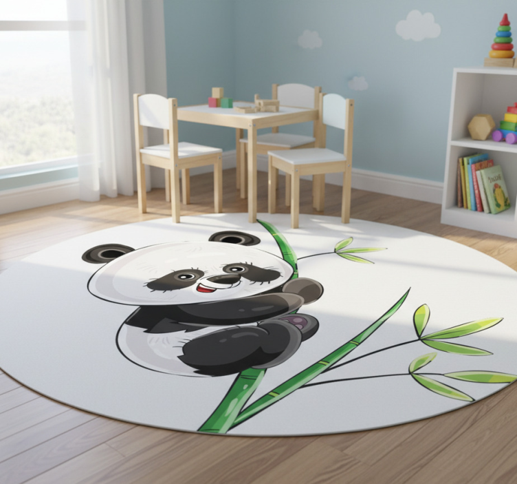 Panda climbing bamboo animal vinyl rug - TenStickers