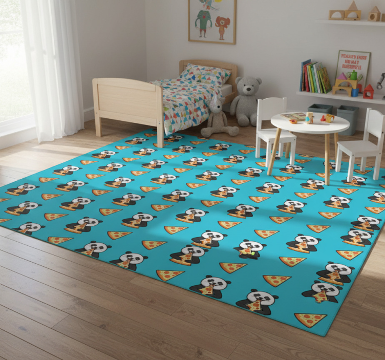 Panda eating pizza animal vinyl rug - TenStickers