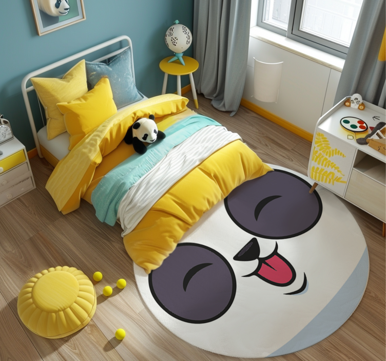 Panda face white  vinyl rug - TenStickers