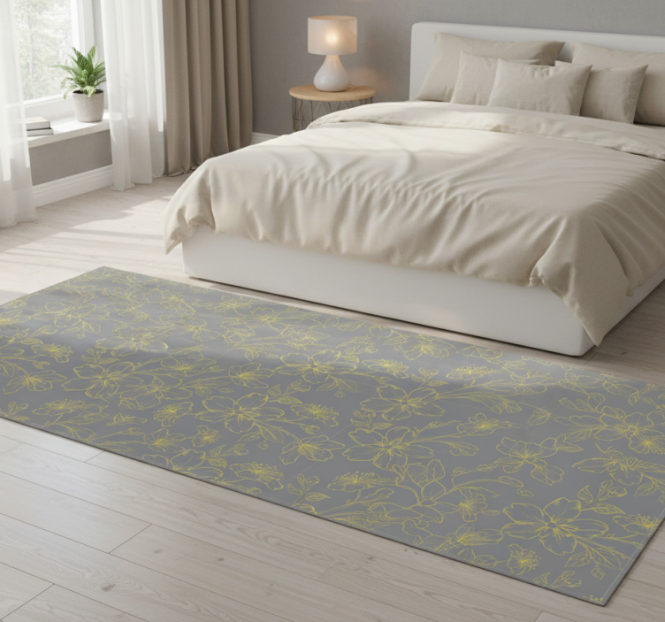Pantone floral bedroom vinyl rug - TenStickers