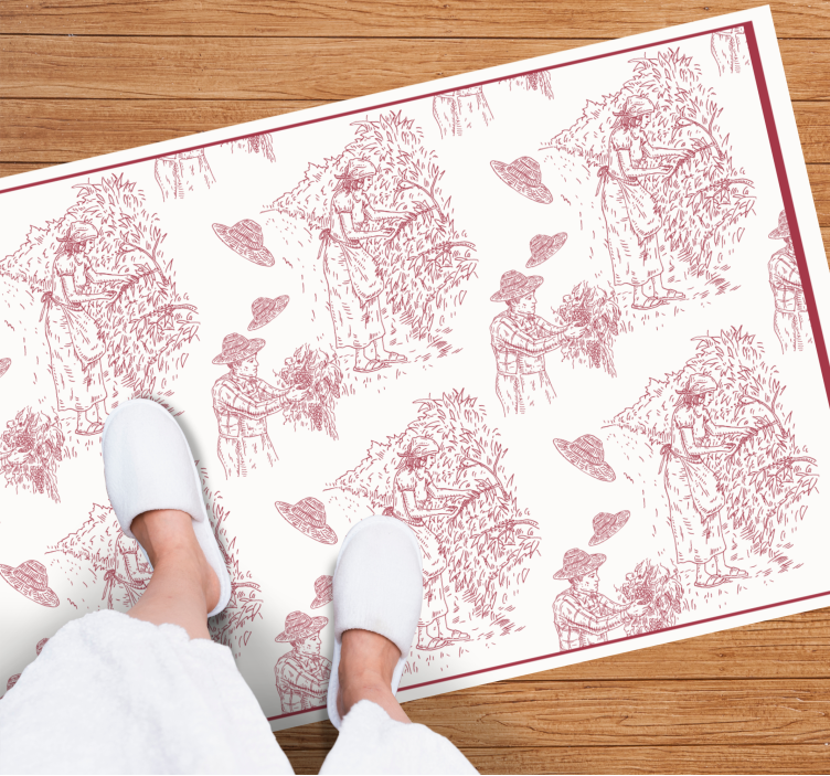 Pastoral Scene Toile Pattern Vintage Style Rug - TenStickers