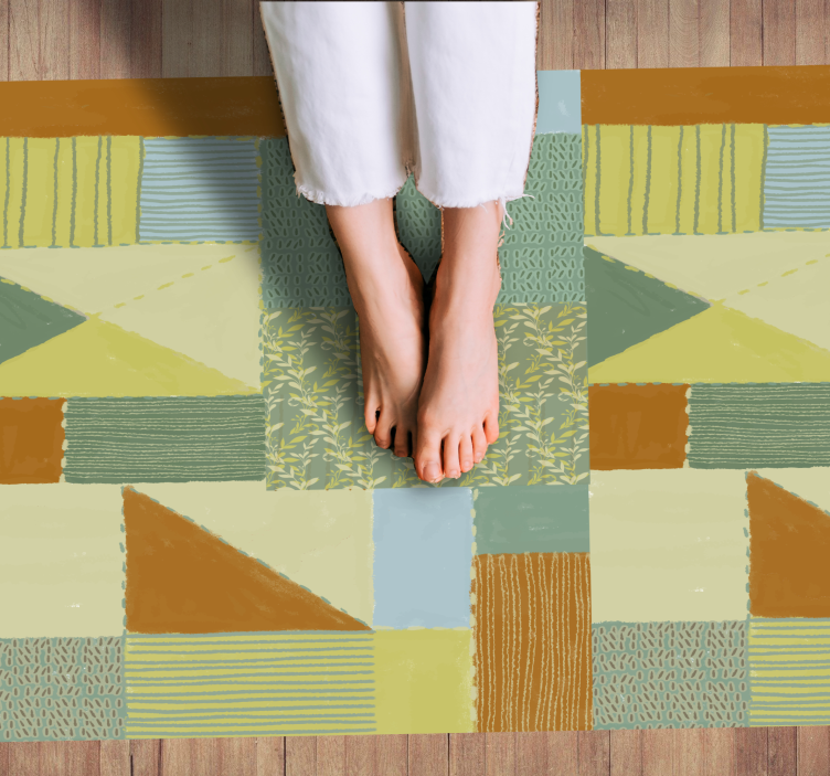 Patchwork tapestry geometric vinyl rug - TenStickers