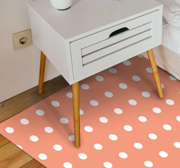Peach polka dots bedroom vinyl rug - TenStickers