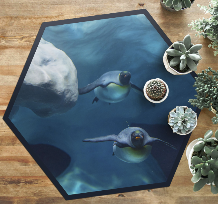 Penguin swimming scene animal vinyl rug - TenStickers