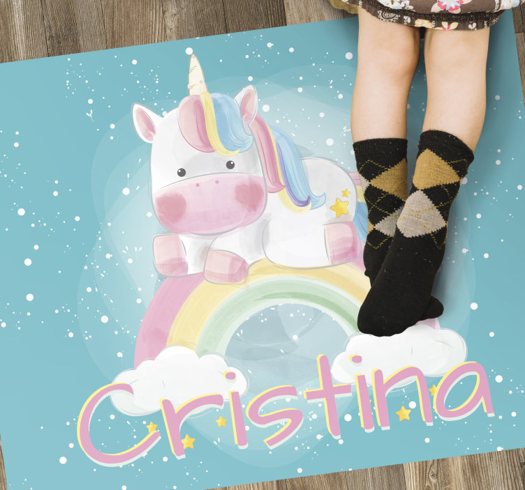 personalizable unicorn babies vinyl rug - TenStickers