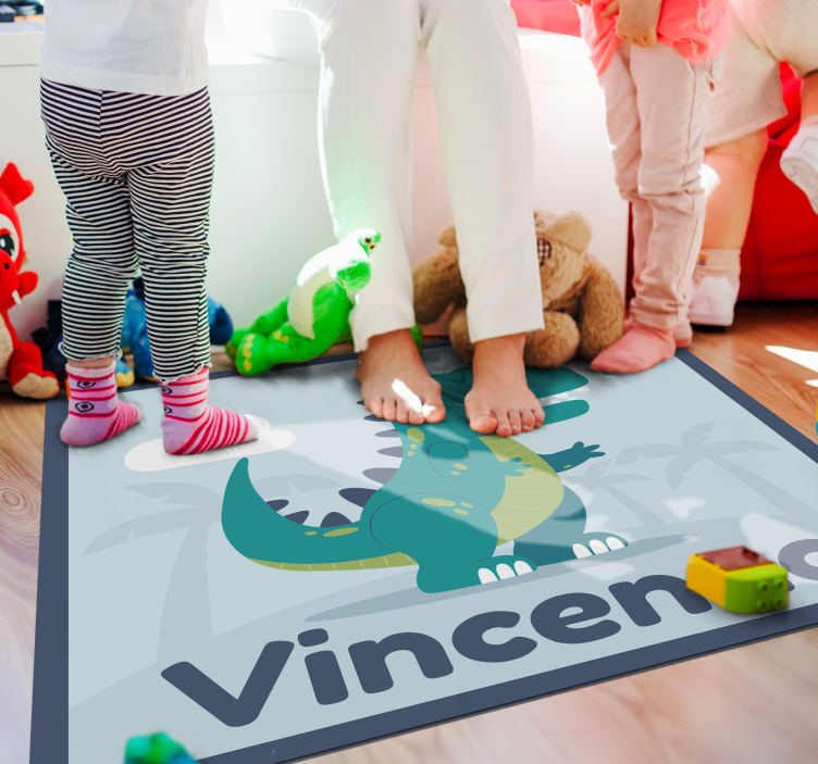 Personalized Dinosaur Illustration nursery vinyl rug - TenStickers