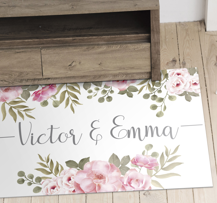 Personalized Floral custom vinyl rug - TenStickers