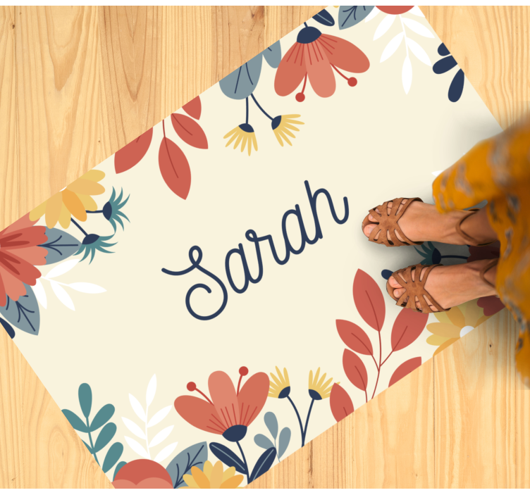 Personalized Flower Name custom vinyl rug - TenStickers