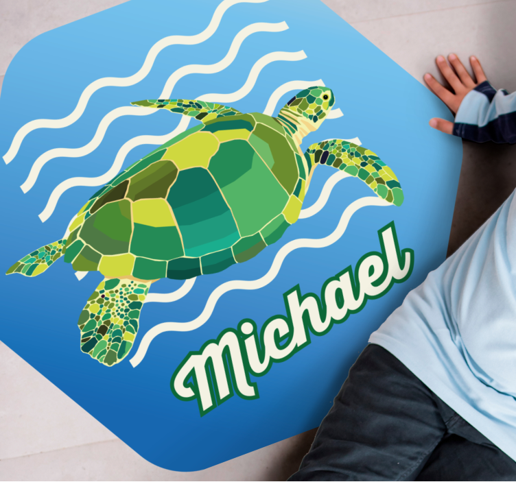 Personalized Sea Turtle custom vinyl rug - TenStickers
