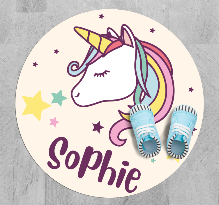 Personalized Unicorn Illustration custom vinyl rug - TenStickers