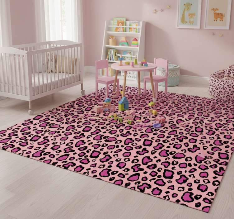 Pink and black classic leopard imitation animal vinyl rug - TenStickers