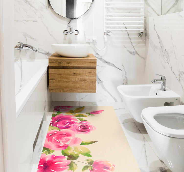 Pink floral design floral vinyl rug - TenStickers