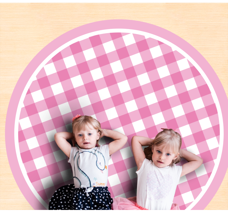 Pink Checkered Style kids vinyl rug - TenStickers