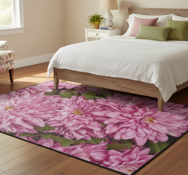 Pink floral spring floral vinyl rug - TenStickers