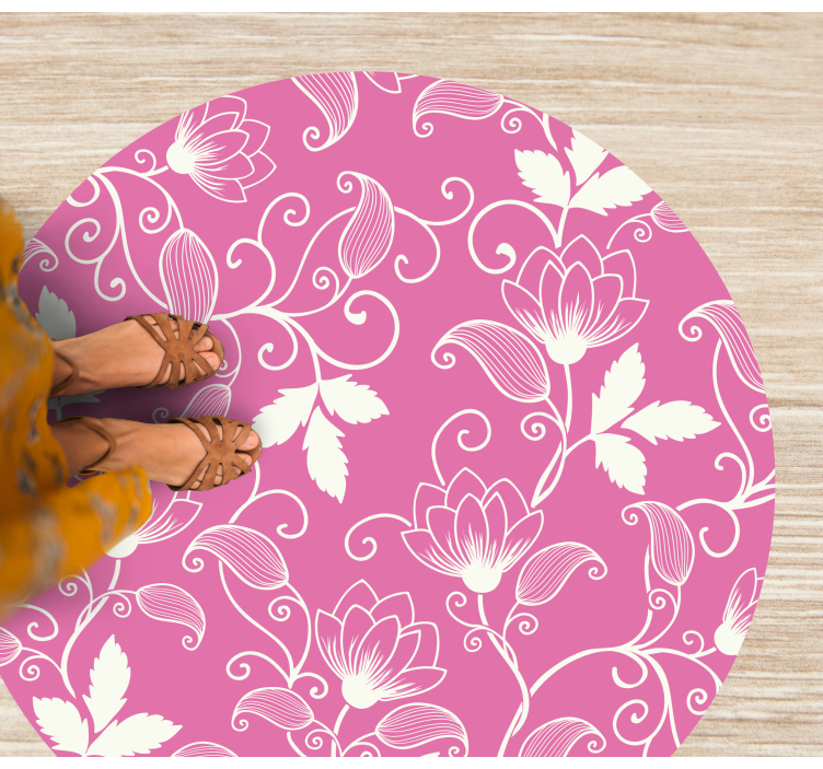 Rose Bloom Spirals floral vinyl rug - TenStickers