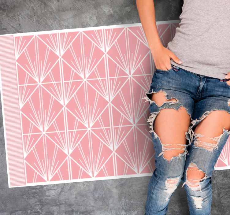 Pink Geometric Scheme tile vinyl rug - TenStickers