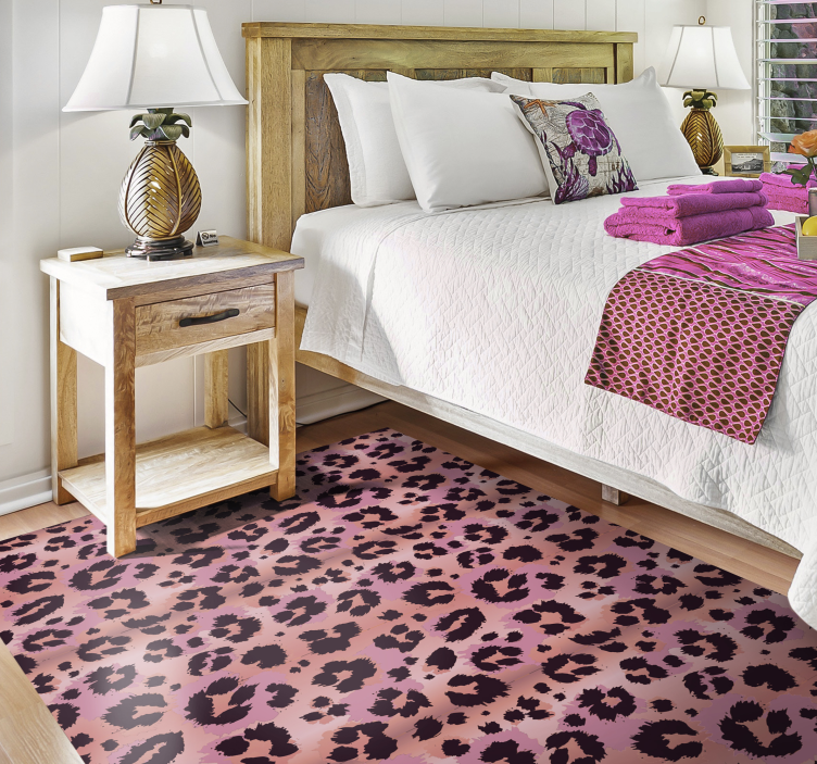 Pink leopard animal print vinyl rug - TenStickers