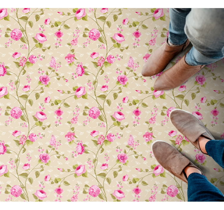 Pink patterned surface flower vinyl rug - TenStickers