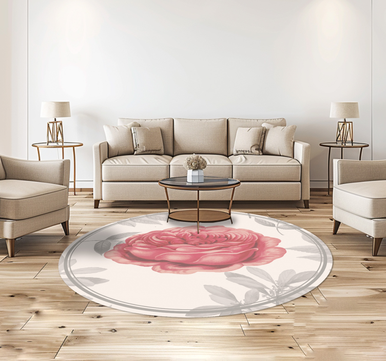 Pink rose living room rug - TenStickers