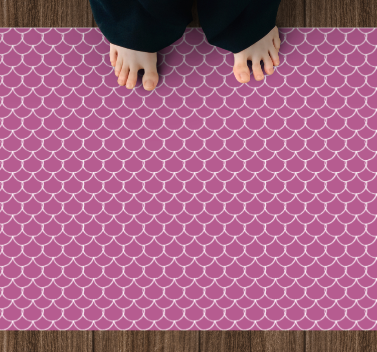 Animal print vinyl rug with pink scallop patterns - TenStickers