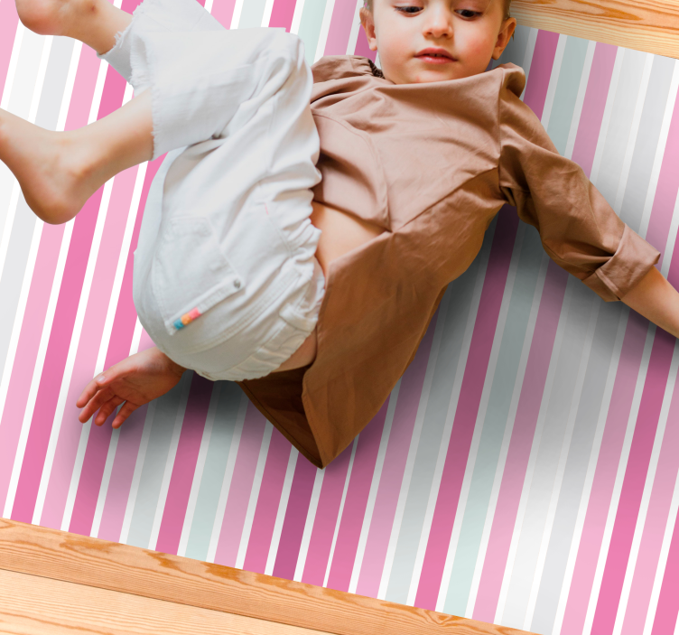 Pink vertical pattern striped vinyl rug - TenStickers