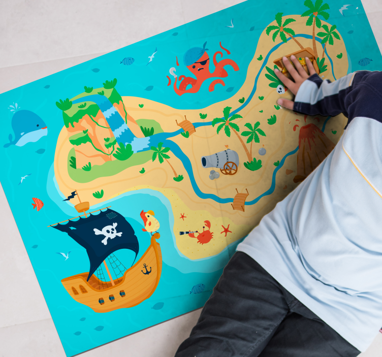 Pirate Adventure Map kids vinyl rug - TenStickers