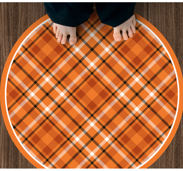 Plaid Pattern Charm circular vinyl rug - TenStickers