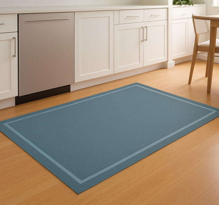 Plain bordered design blue vinyl rug - TenStickers