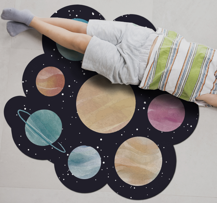 Planetary Space Theme kids vinyl rug - TenStickers