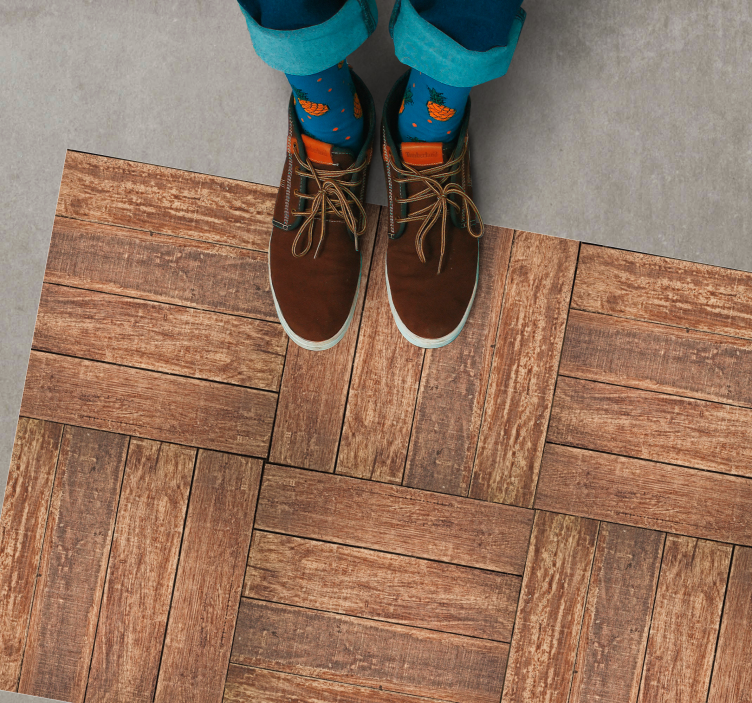 Plank brown texture wood effect vinyl rug - TenStickers