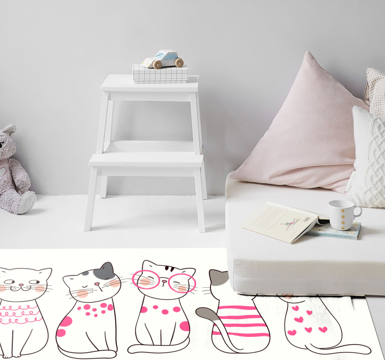 Playful Cat Illustrations kids vinyl rug - TenStickers