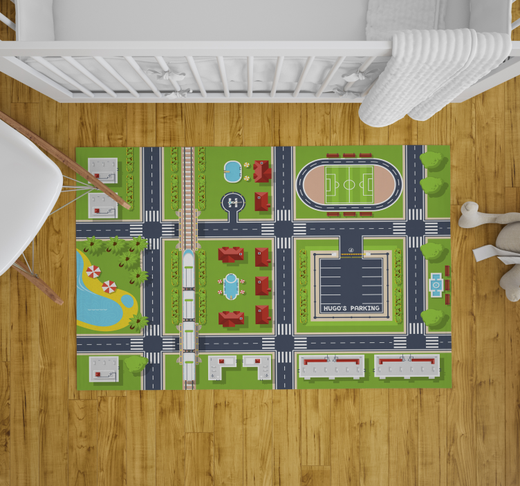 Playful Cityscape road kids vinyl rug - TenStickers