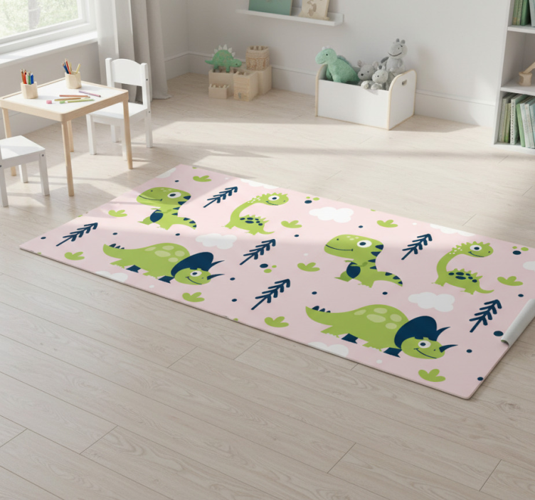 Playful dinosaur theme animal vinyl rug - TenStickers