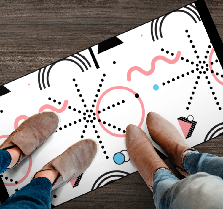 White geometric pattern modern vinyl rug - TenStickers