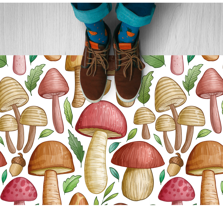 Playful Mushroom Variety nature vinyl rug - TenStickers