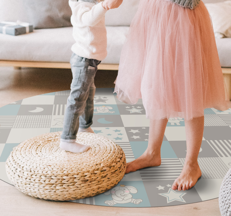 Playful Nursery Rounds kids vinyl rug - TenStickers