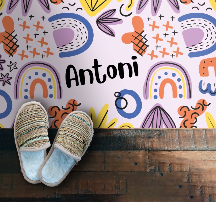 Nordic geometric with name kids vinyl rug - TenStickers