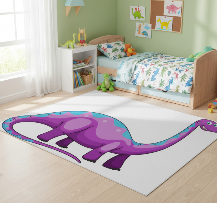 Playful purple dinosaur animal vinyl rug - TenStickers