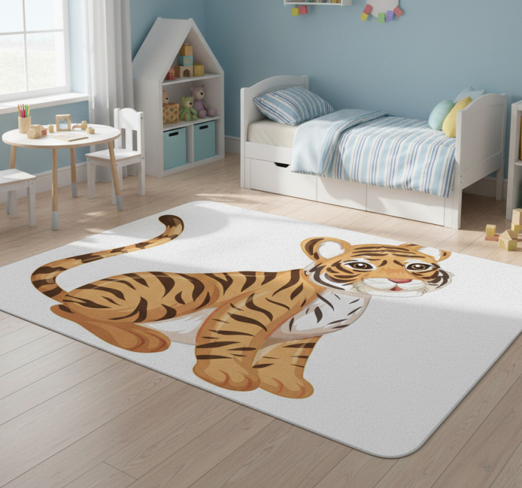 Playful tiger cub animal vinyl rug - TenStickers