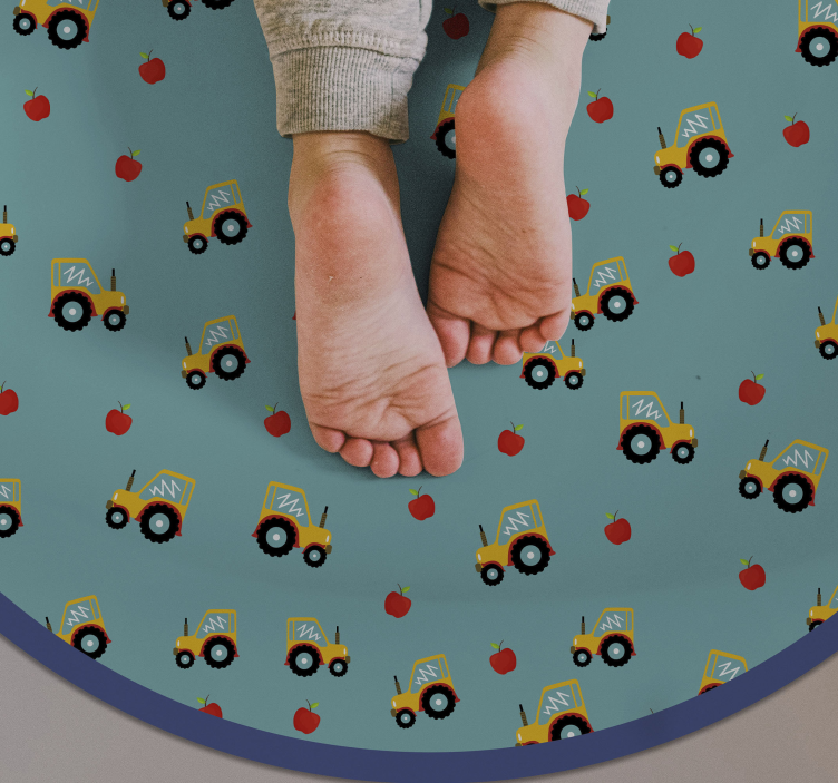 Playful Tractor Motif kids vinyl rug - TenStickers