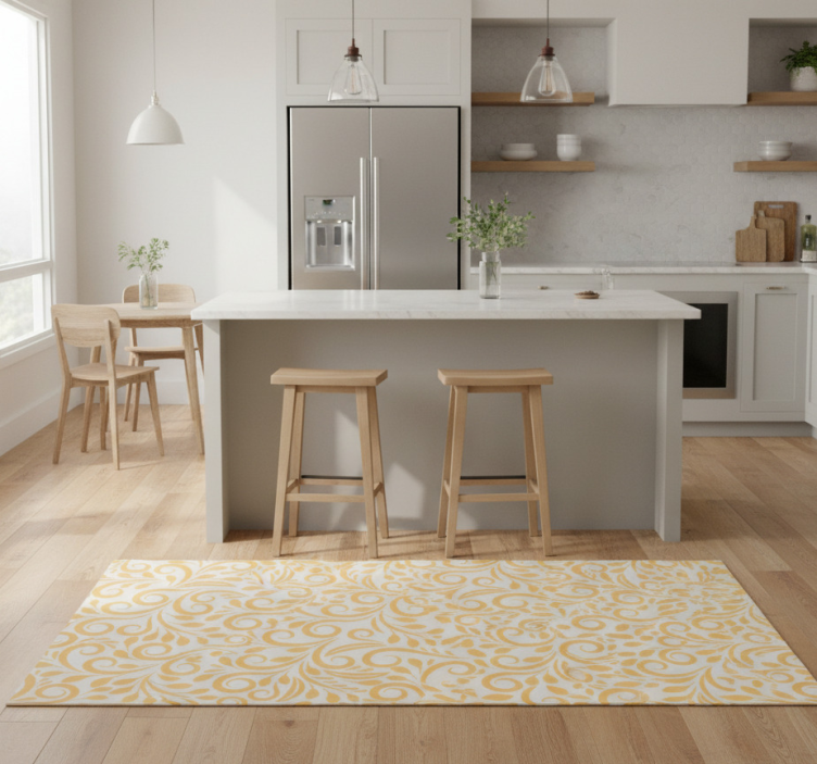 Polish yellow flower kitchen vinyl rug - TenStickers