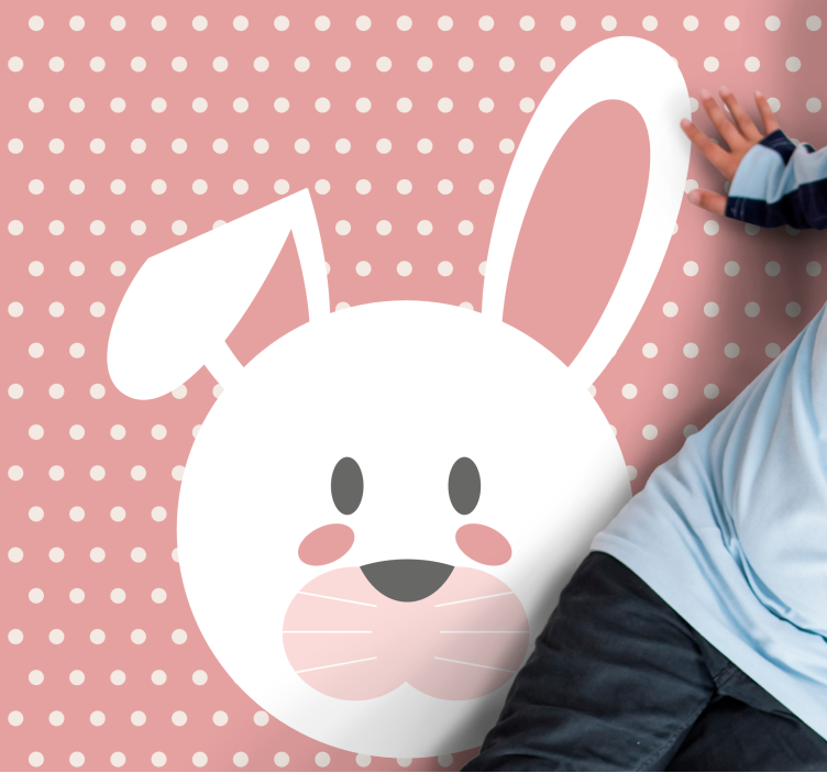 Polka dot bunny children's vinyl rug - TenStickers
