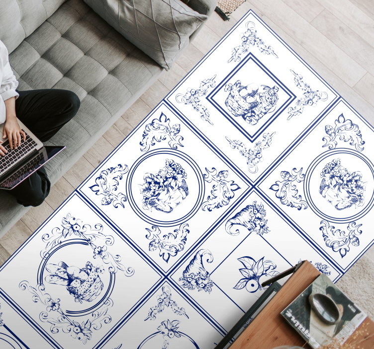Porcelain Elegance tile vinyl rug - TenStickers
