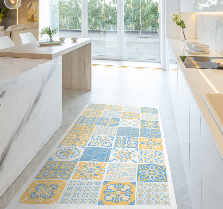 Portuguese mix tiles kitchen vinyl rug - TenStickers