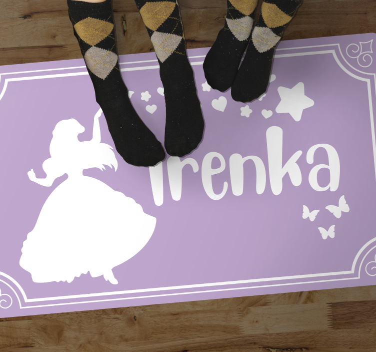 Magic princess with name kids vinyl rug - TenStickers
