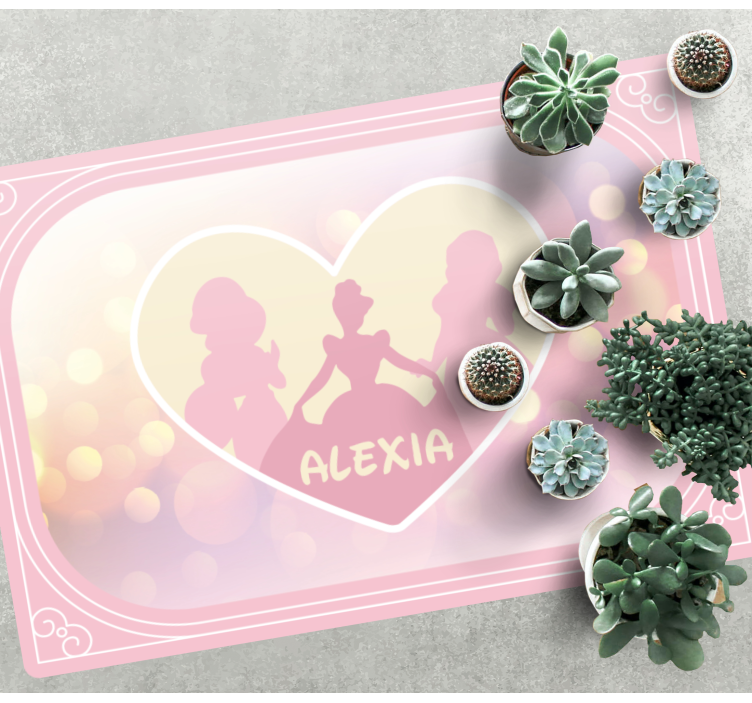 Princess Silhouette Heart custom vinyl rug - TenStickers