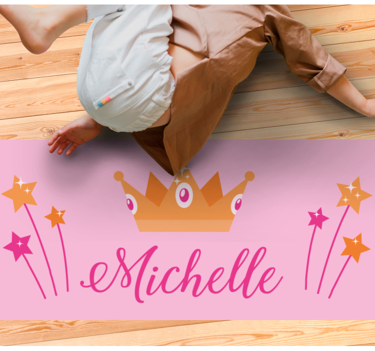 Wands and crown with name kids vinyl rug - TenStickers