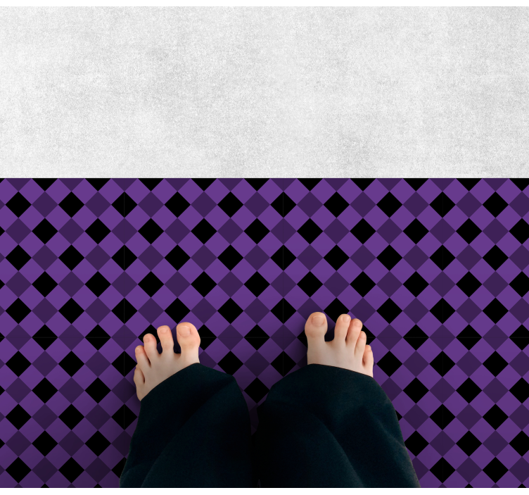 Purple Checkered Pattern geometric vinyl rug - TenStickers